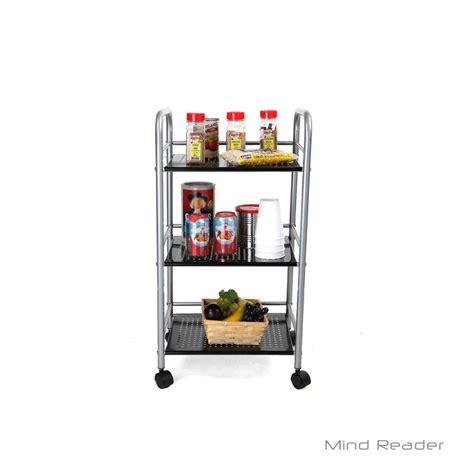 mind reader holecart3-sil 3 tier metal storage box|Mind Reader Metal Rolling File Cart with 3.